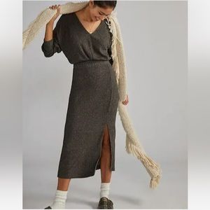 Anthropologie Daily Practice NWT Midi Knit Sweater Dress Carbon - small
